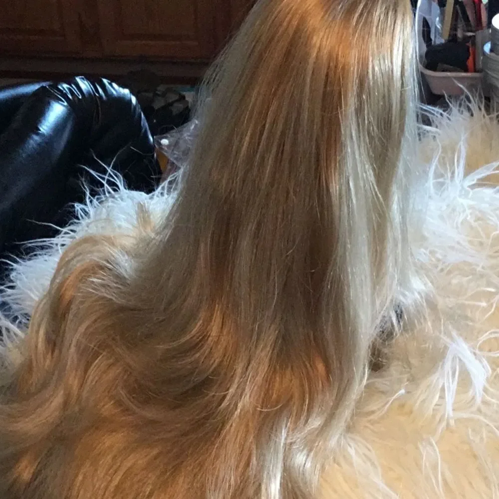 Synthetic ponytail hair piece blondish colors clip on to your hair for length